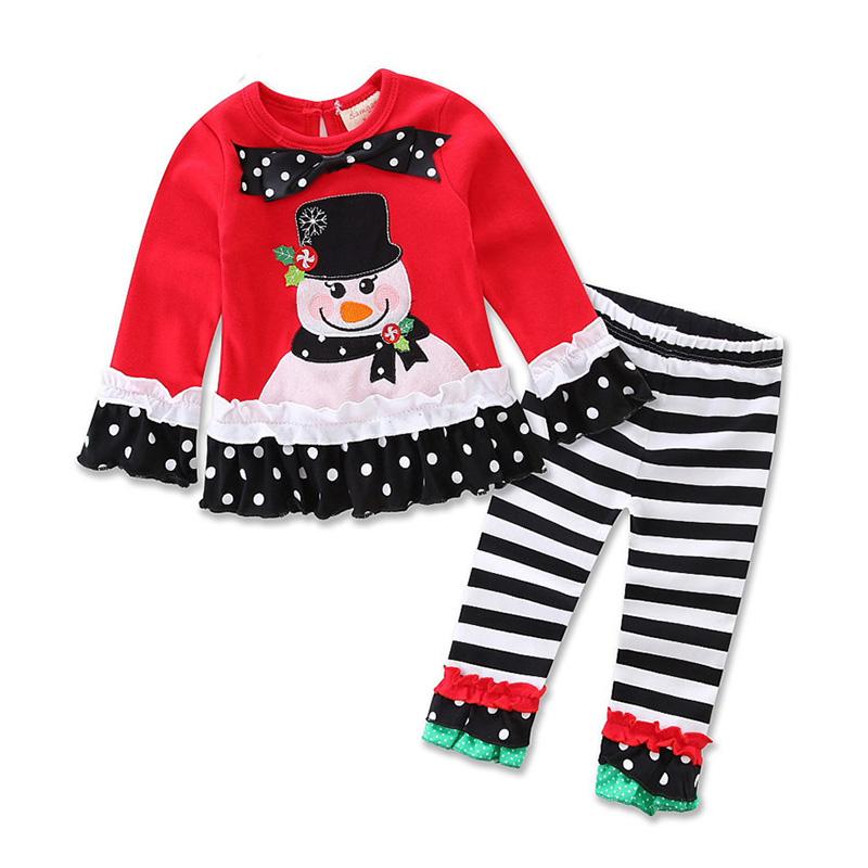 Style D Black Girls Christmas Clothing Sets New Year Clothes Kids Long Sleeve Christmas