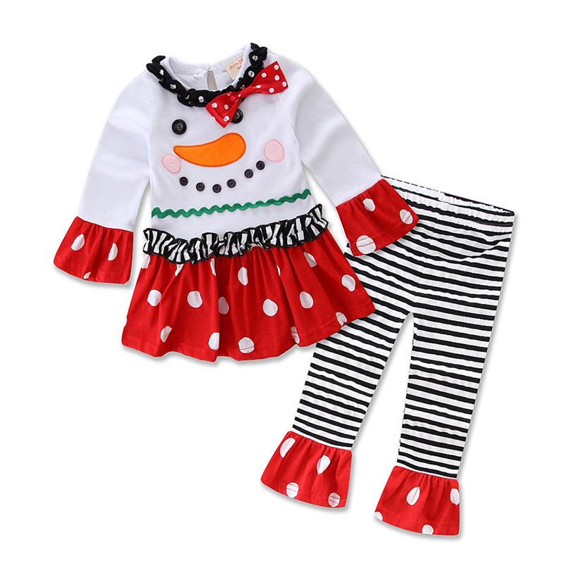 White and Black Style E Girls Christmas Clothing Sets New Year Clothes Kids Long Sleeve Christmas