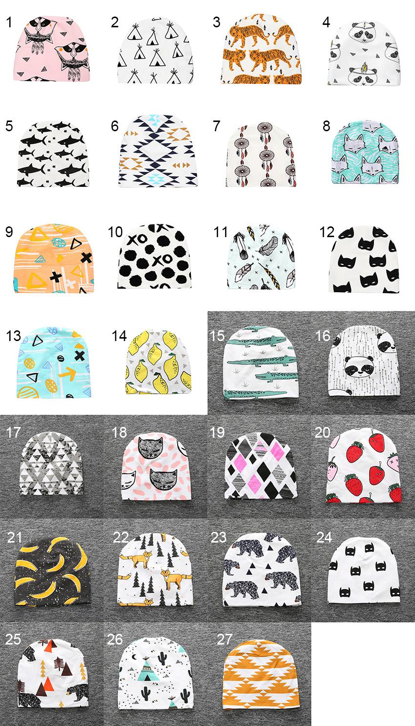 Kids Caps Children's Hats 27 Designs Spring Autumn Fitted Hat Cartoon Printed Hats Cotton Sombreros Chapeau for Boy Girl 0-3T